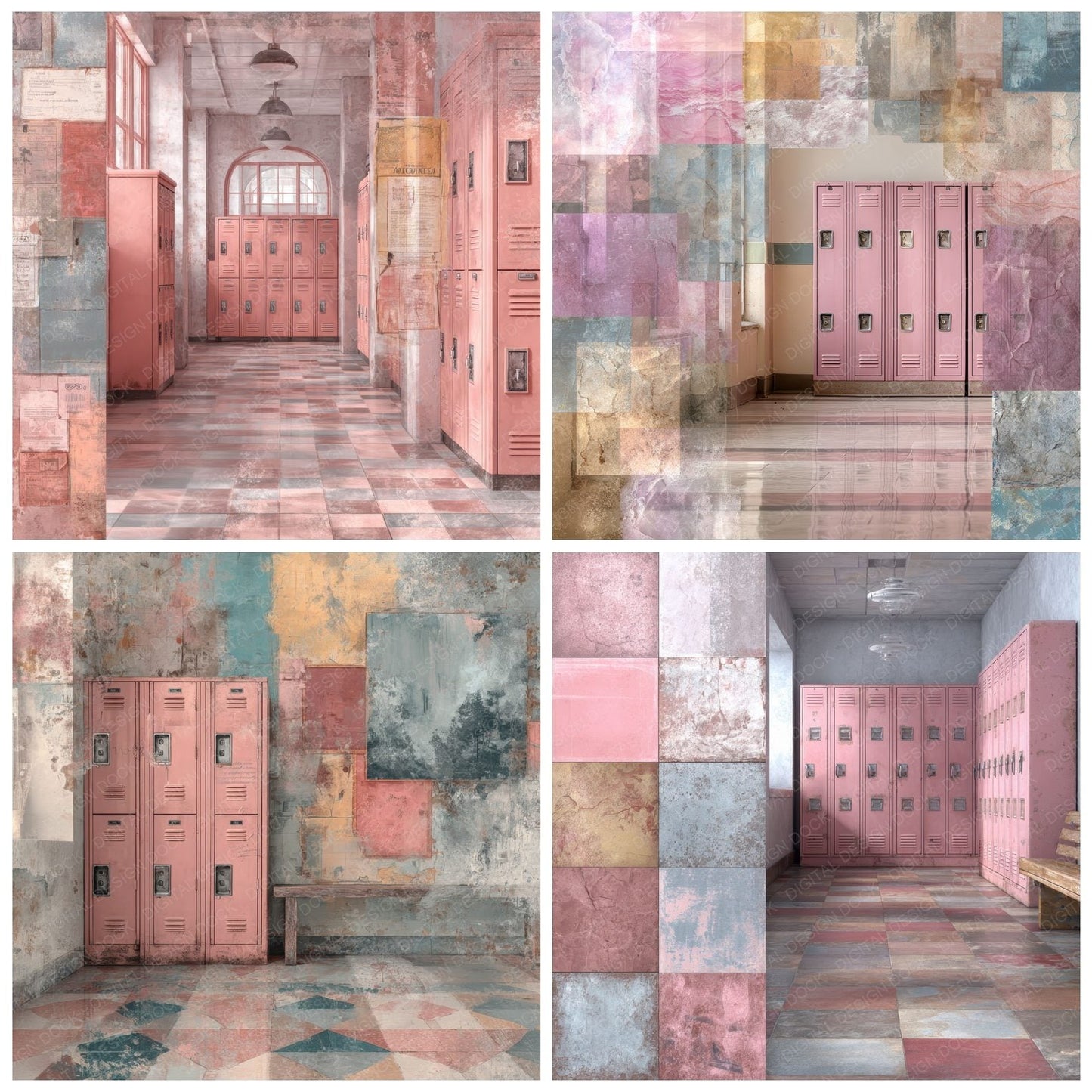 Dreamcore School Hall Locker Haze Digital Paper Pack (DDD001495)