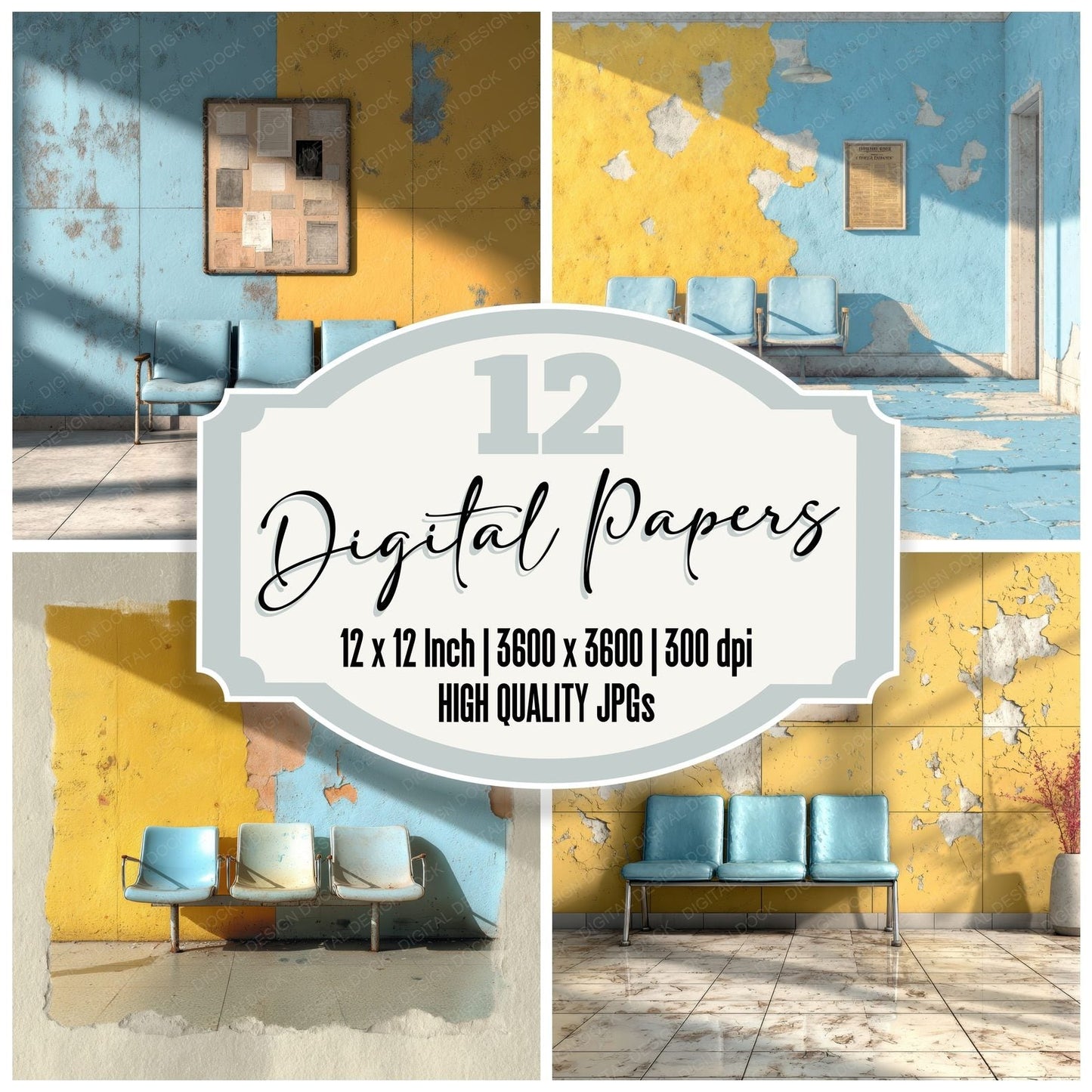 Dreamcore Waiting Room Vinyl Yellow Digital Paper Pack (DDD001496)