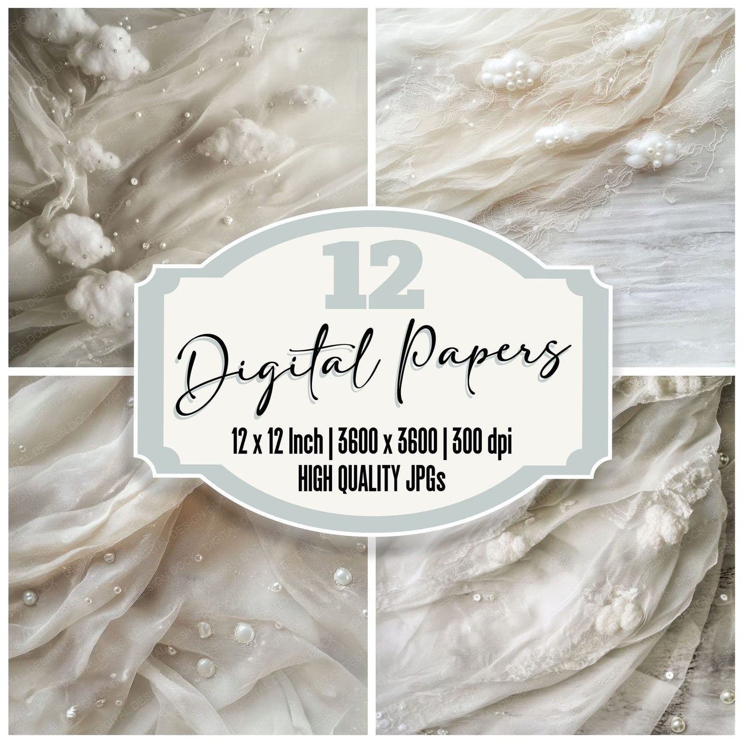 Dreamy Cloud Fabric Background Digital Paper Pack (DDD001497)