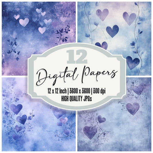 Dreamy Ink Hearts Digital Paper Pack (DDD001499)