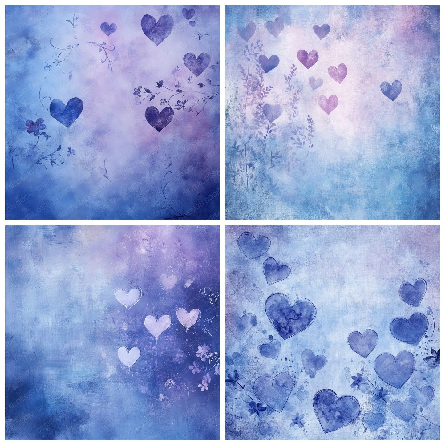 Dreamy Ink Hearts Digital Paper Pack (DDD001499)