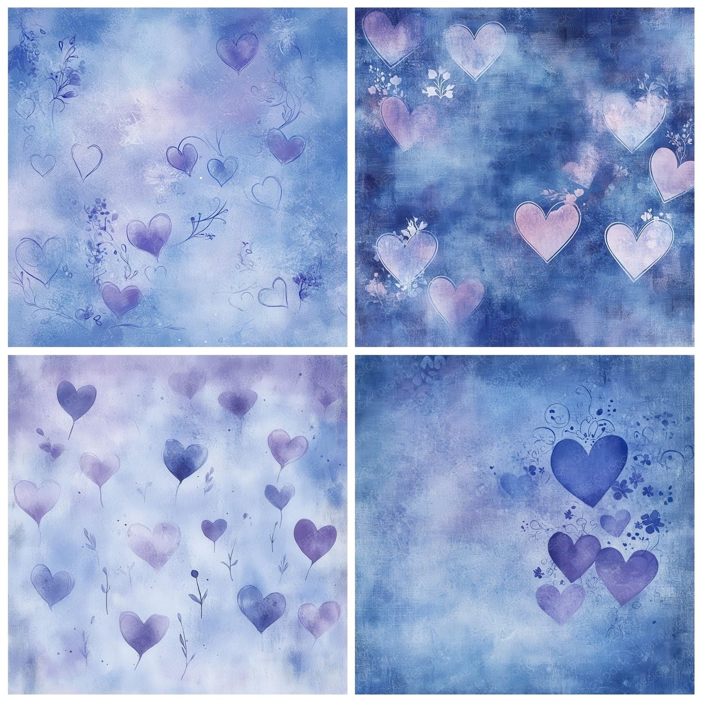 Dreamy Ink Hearts Digital Paper Pack (DDD001499)