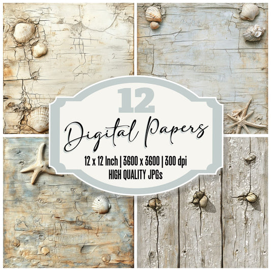 Driftwood & Shells Digital Paper Pack (DDD001503)