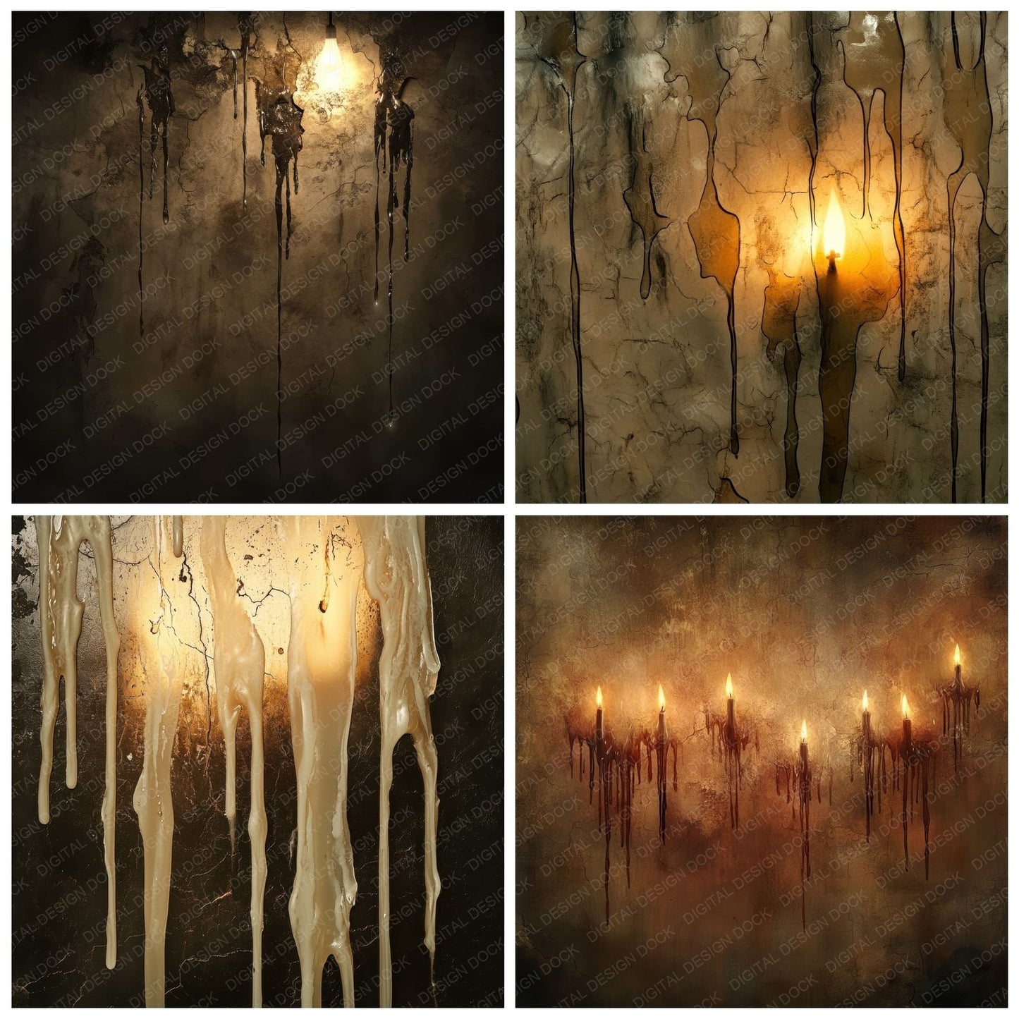 Dripping Candle Wax Background Digital Paper Pack (DDD001504)