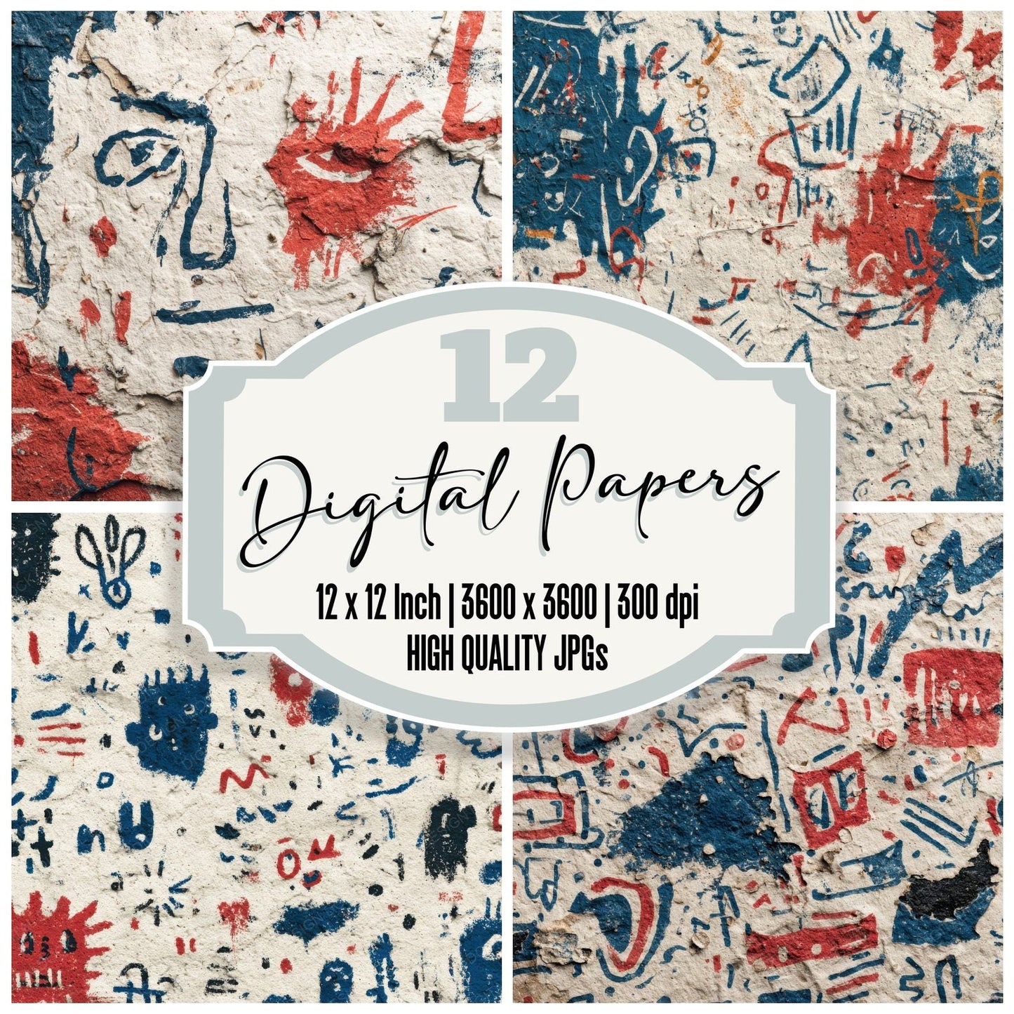 Dubuffet Naive Line Chaos Texture Digital Paper Pack (DDD001513)