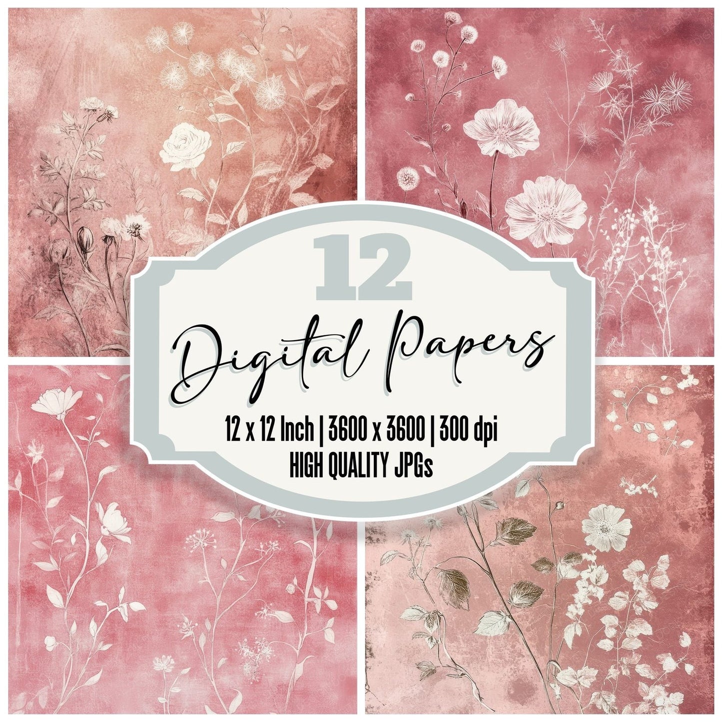 Dusky Rose Sketch Digital Paper Pack (DDD001520)