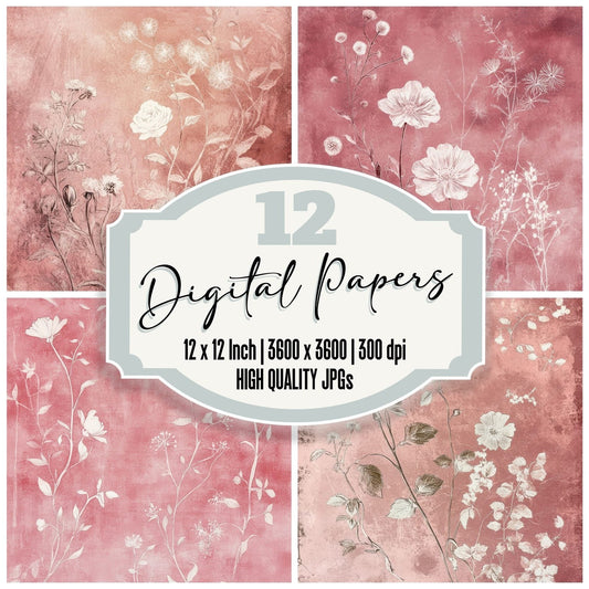 Dusky Rose Sketch Digital Paper Pack (DDD001520)