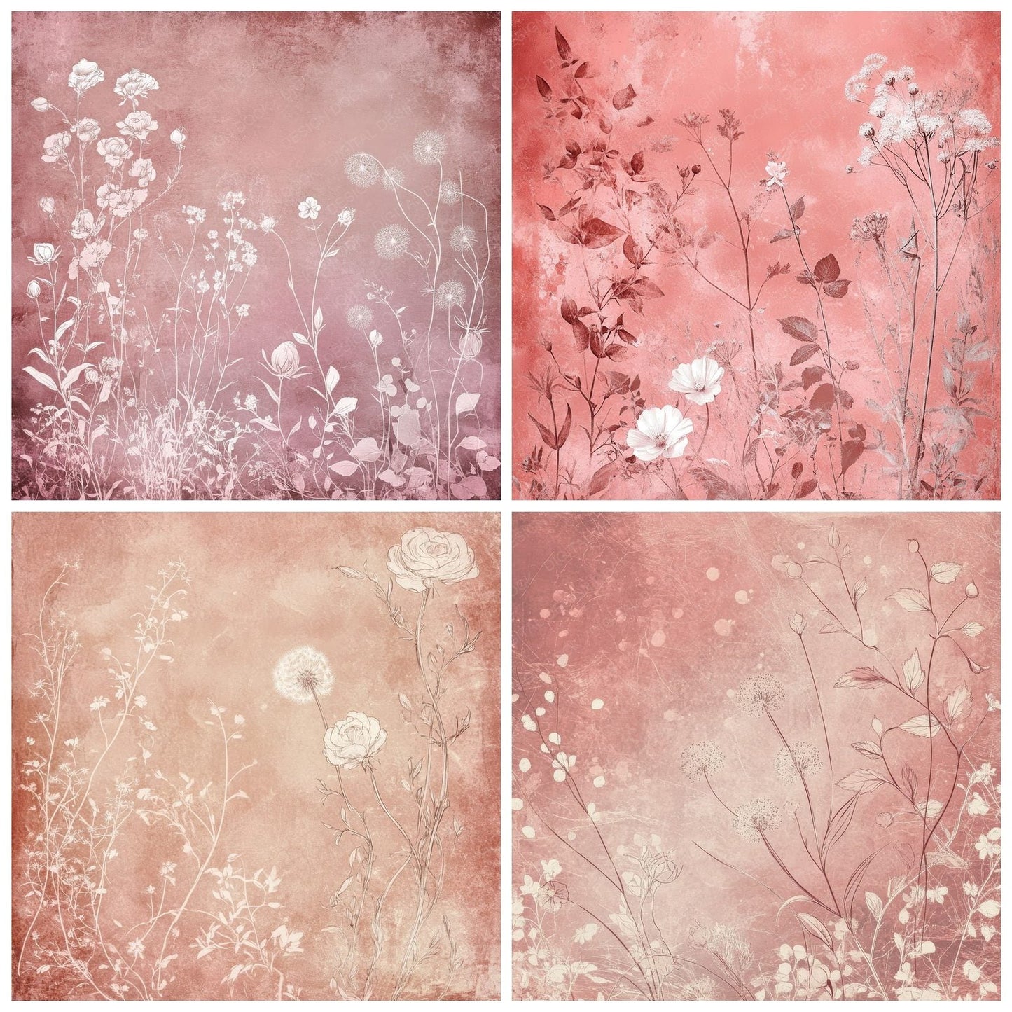 Dusky Rose Sketch Digital Paper Pack (DDD001520)