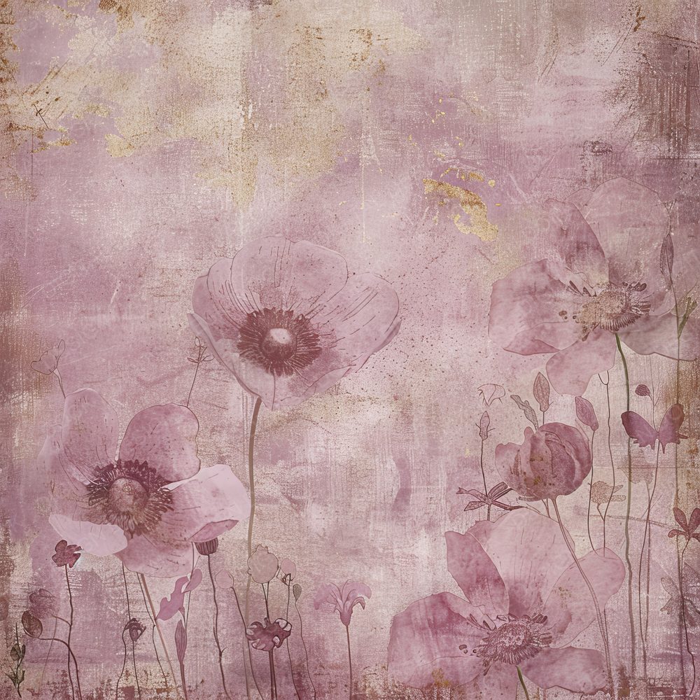 Dusty Pink Floral Digital Paper Pack (DDD001527)