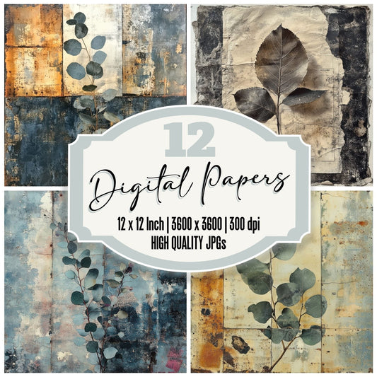 Dystopian Eucalyptus Metal Digital Paper Pack (DDD001535)