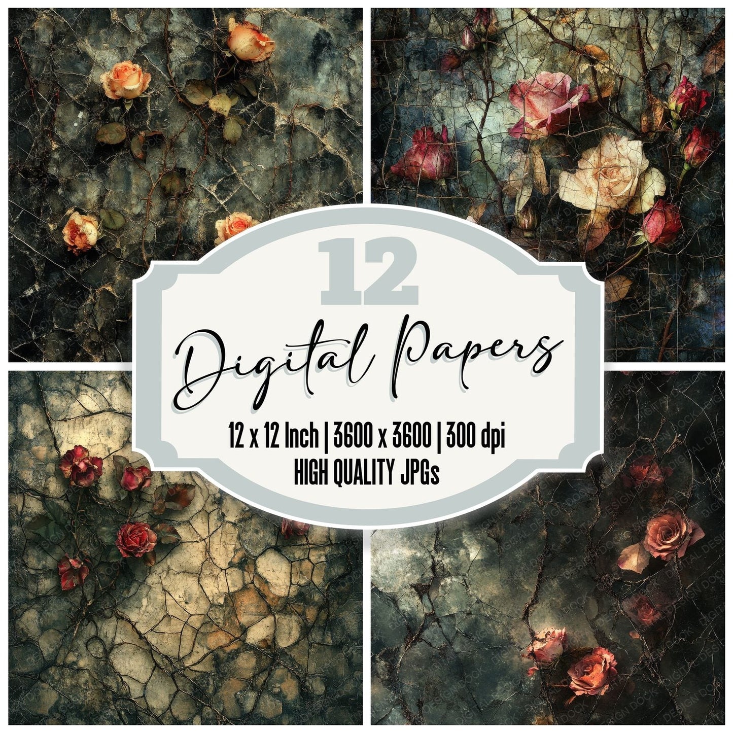 Dystopian Rose Ivy Digital Paper Pack (DDD001536)