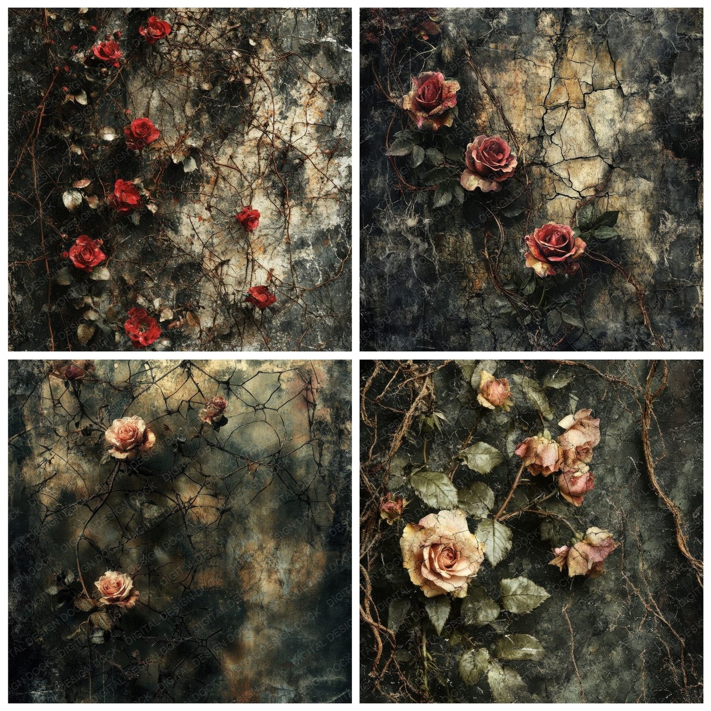 Dystopian Rose Ivy Digital Paper Pack (DDD001536)