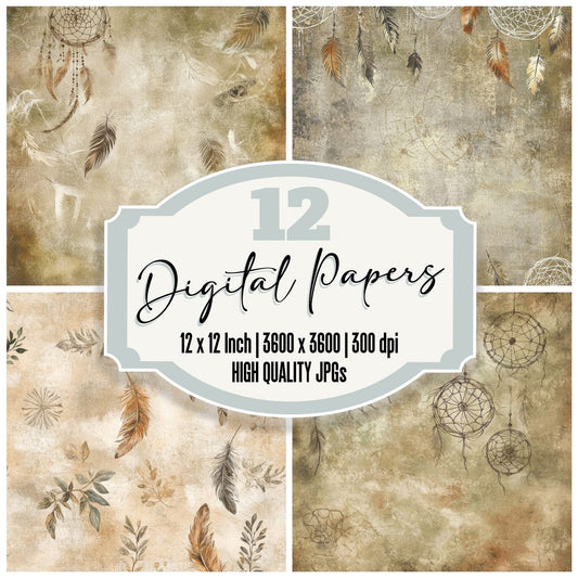 Earthy Tones Boho Digital Paper Pack (DDD001543)