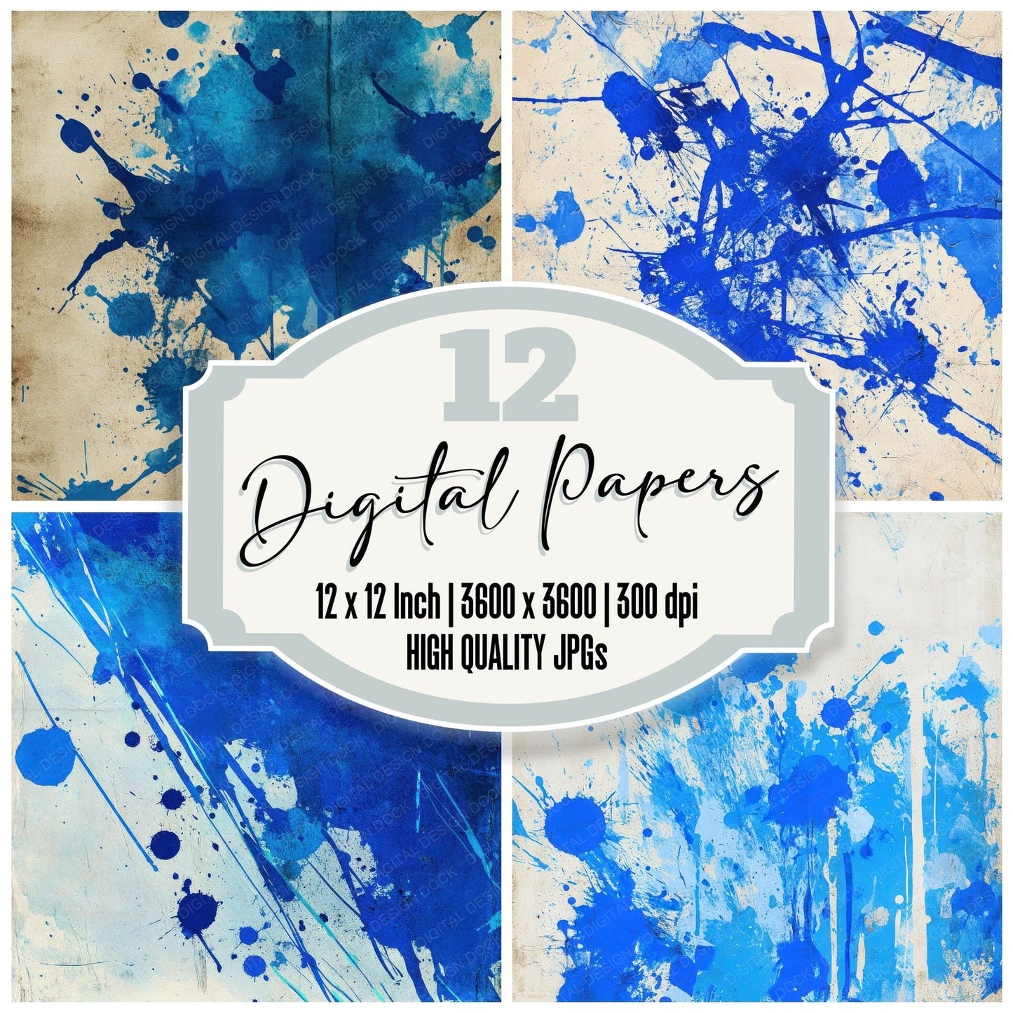 Electric Blue Explosion Digital Paper Pack (DDD001550)