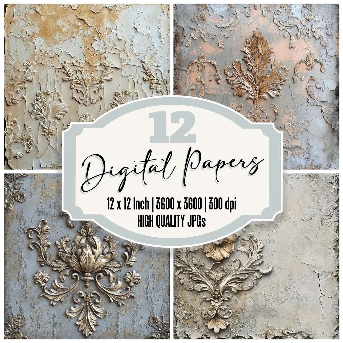 Embossed Victorian Digital Paper Pack (DDD001562)