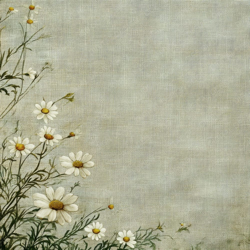 Embroidered Daisy Linen Digital Paper Pack (DDD001563)