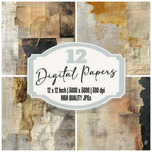 Embroidered Thread Linen Digital Paper Pack (DDD001566)