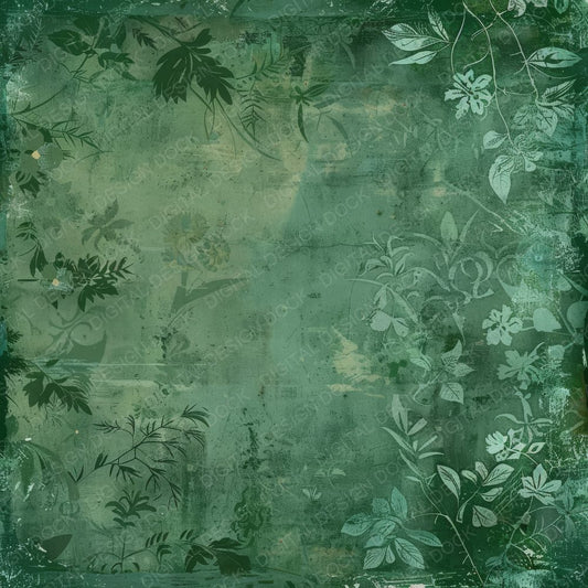 Emerald Green Botanical Pattern Digital Paper Pack (DDD001568)