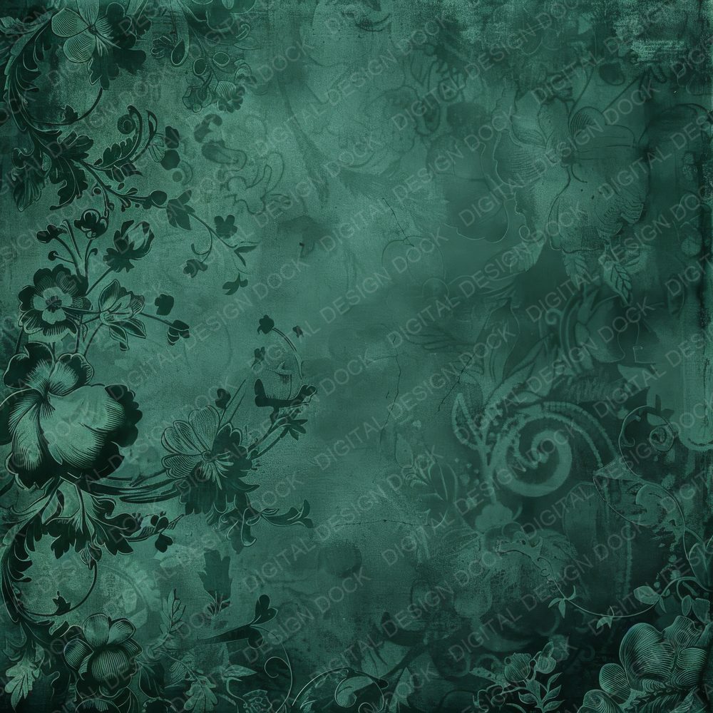 Emerald Green Botanical Pattern Digital Paper Pack (DDD001568)