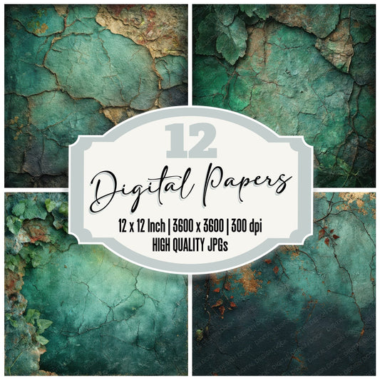 Emerald Soot Vine Rust Digital Paper Pack (DDD001571)