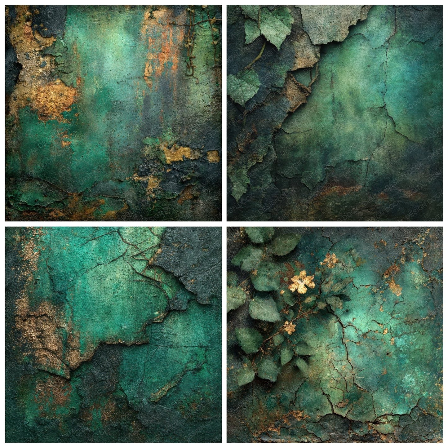Emerald Soot Vine Rust Digital Paper Pack (DDD001571)