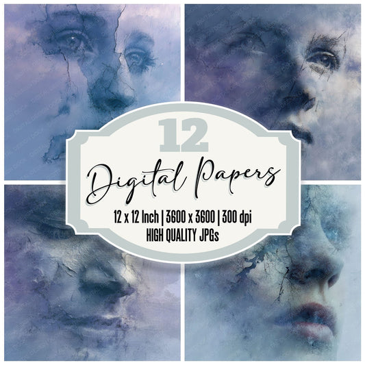 Emotion Disconnection Face Fade Digital Paper Pack (DDD001579)