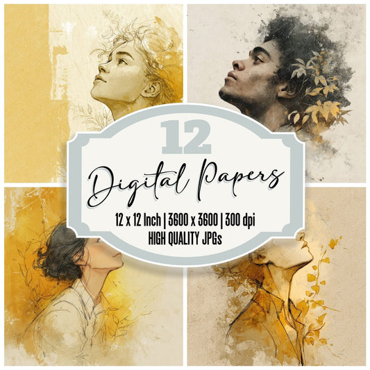 Emotion Hope Face Sprout Digital Paper Pack (DDD001583)