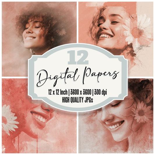 Emotion Joy Face Daisy Digital Paper Pack (DDD001585)