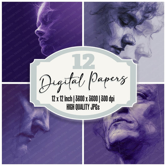 Emotion Longing Blur Sketch Digital Paper Pack (DDD001587)