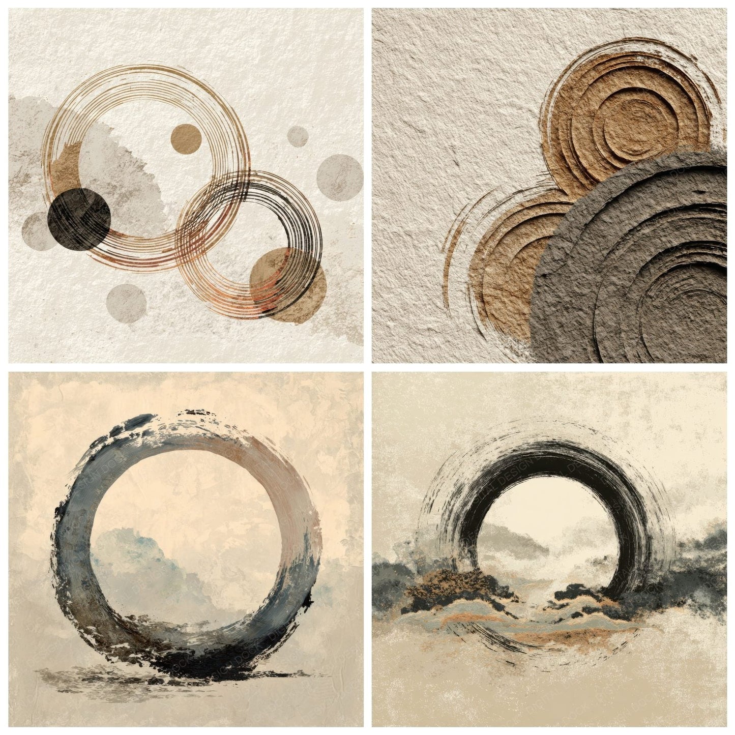 Enso Zen Circle Brush Ripple Digital Paper Pack (DDD001605)
