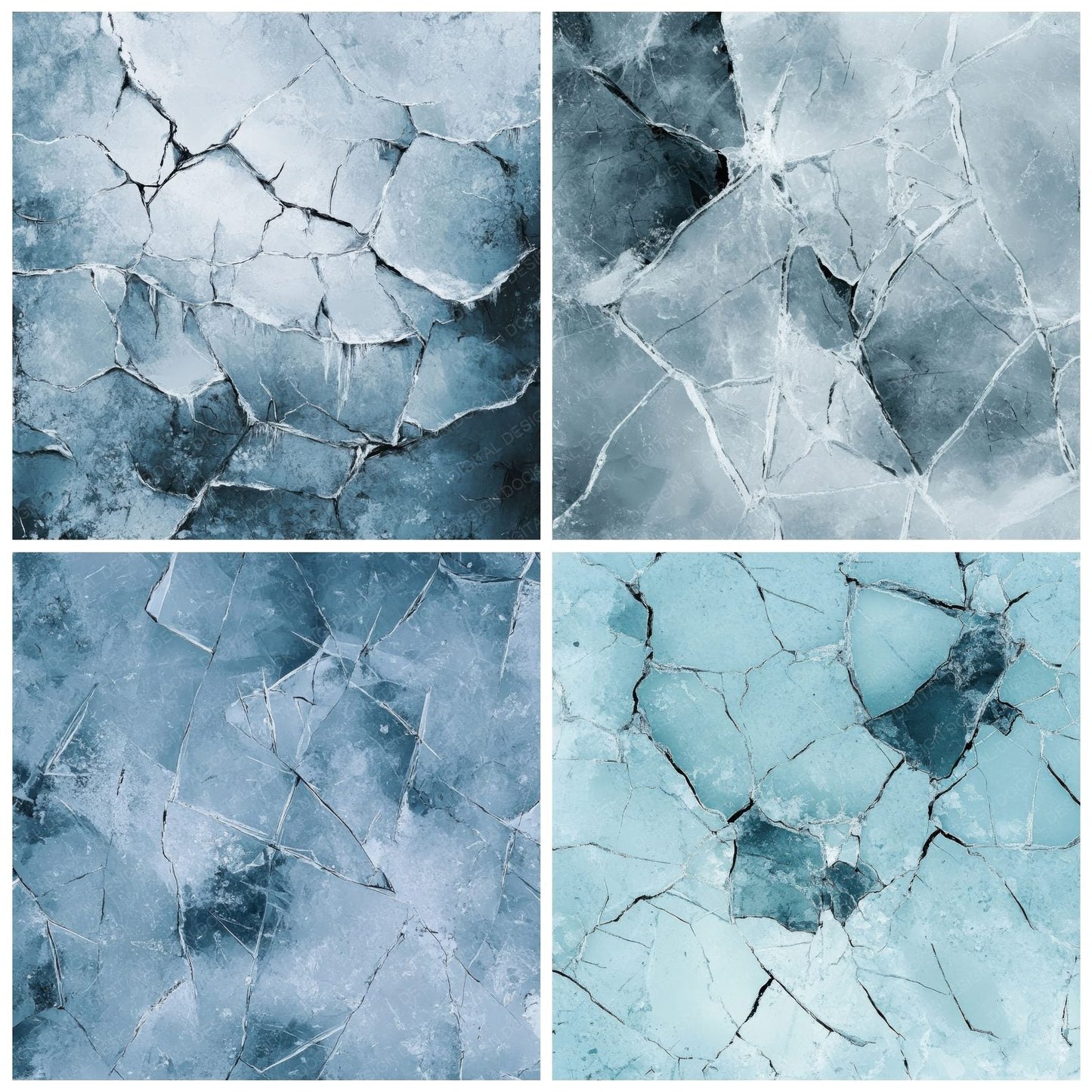Eroded Ice Cracked Frost Background Digital Paper Pack (DDD001609)