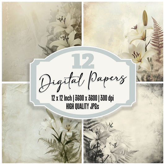 Ethereal Lily Fern Digital Paper Pack (DDD001613)