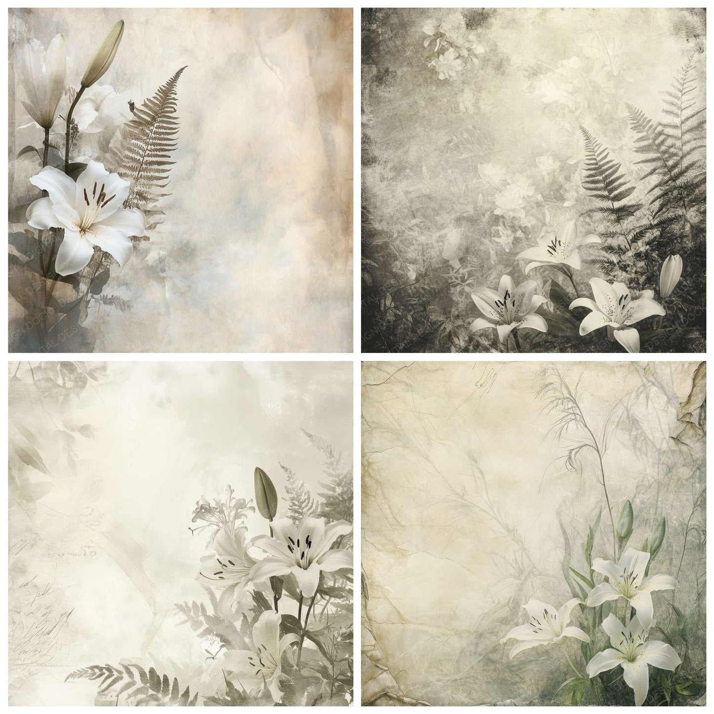 Ethereal Lily Fern Digital Paper Pack (DDD001613)