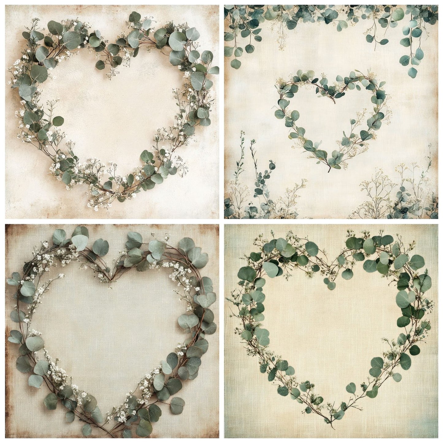 Eucalyptus Herb Heart Digital Paper Pack (DDD001618)