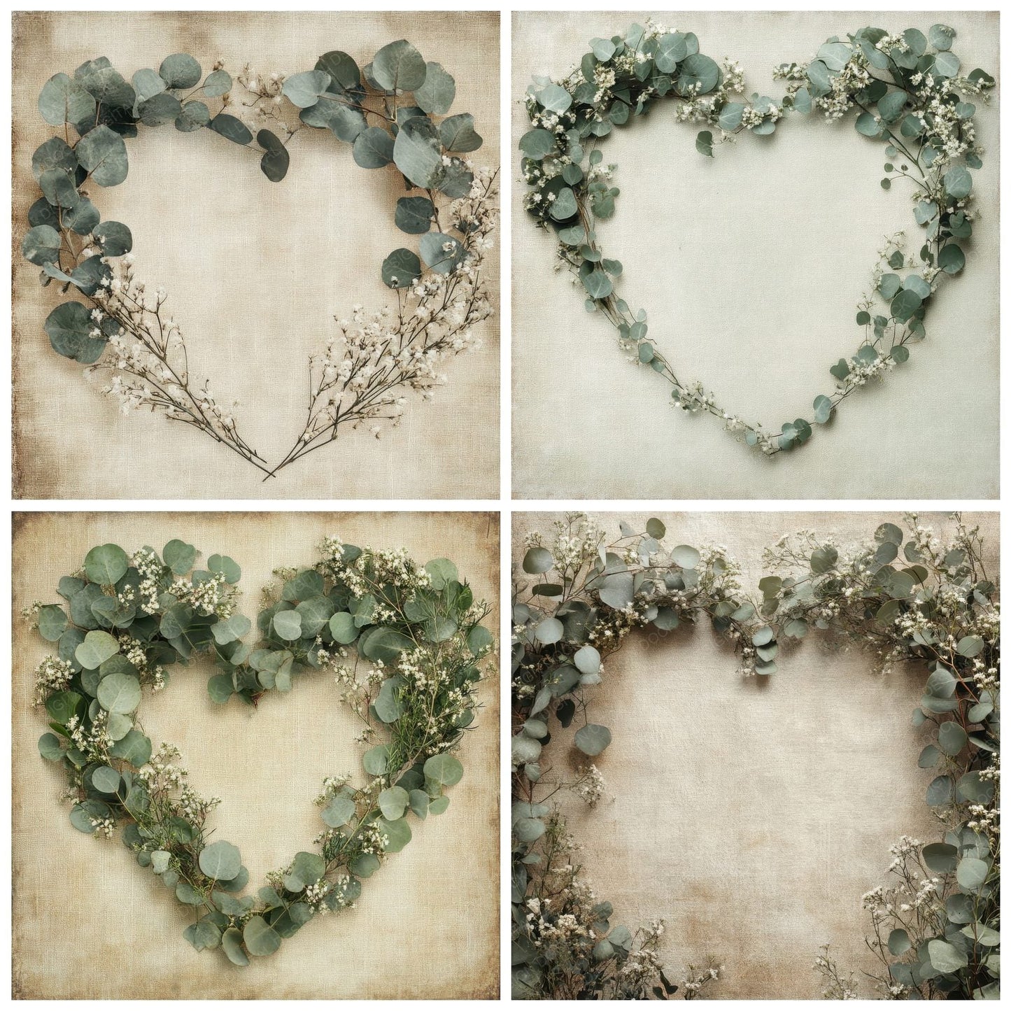 Eucalyptus Herb Heart Digital Paper Pack (DDD001618)