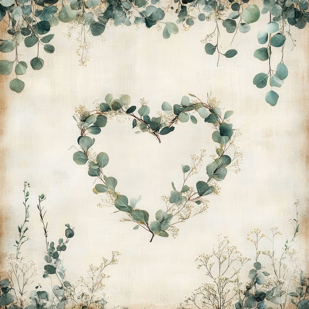 Eucalyptus Herb Heart Digital Paper Pack (DDD001618)