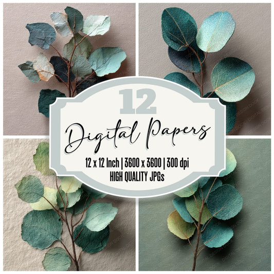Eucalyptus Paper Cut Digital Paper Pack (DDD001620)