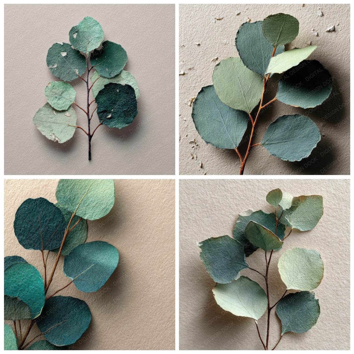 Eucalyptus Paper Cut Digital Paper Pack (DDD001620)