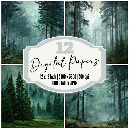 Evergreen Forest Mist Depth Texture Digital Paper Pack (DDD001623)