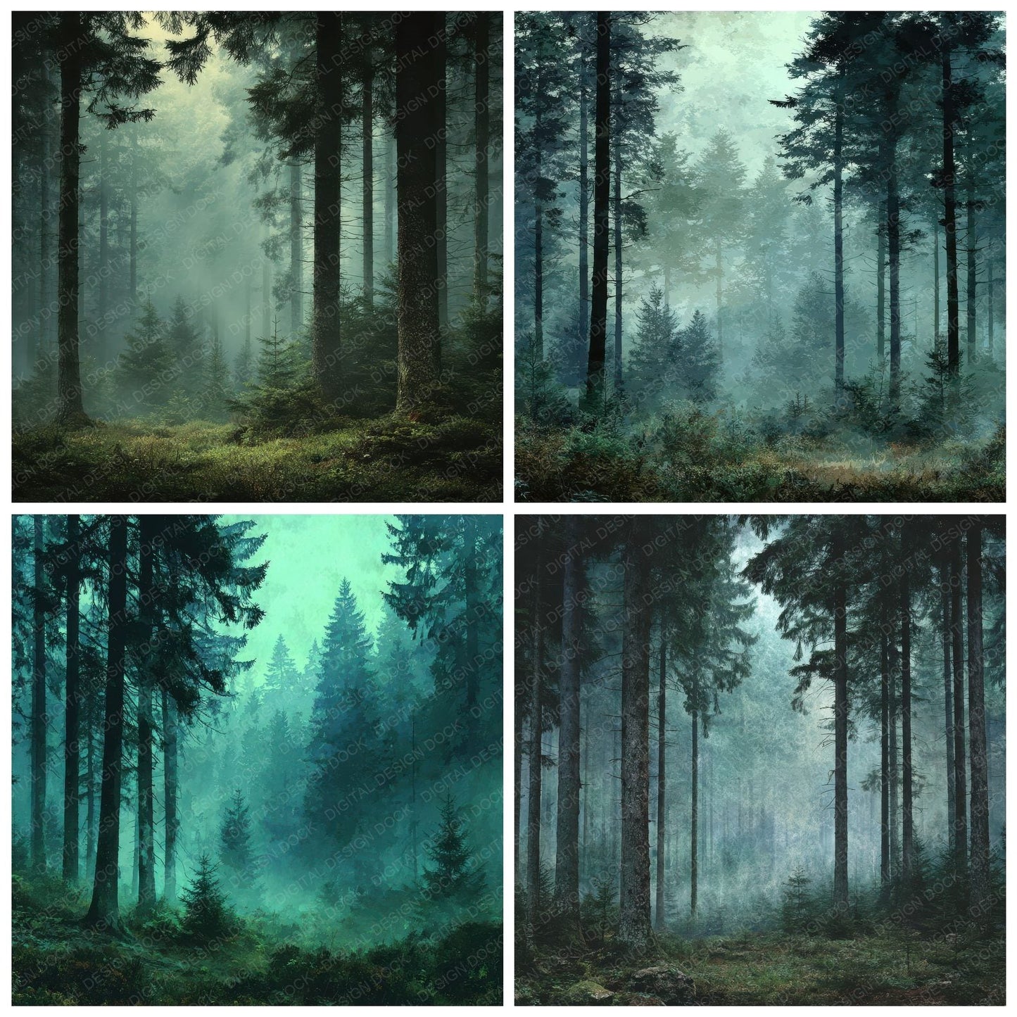 Evergreen Forest Mist Depth Texture Digital Paper Pack (DDD001623)