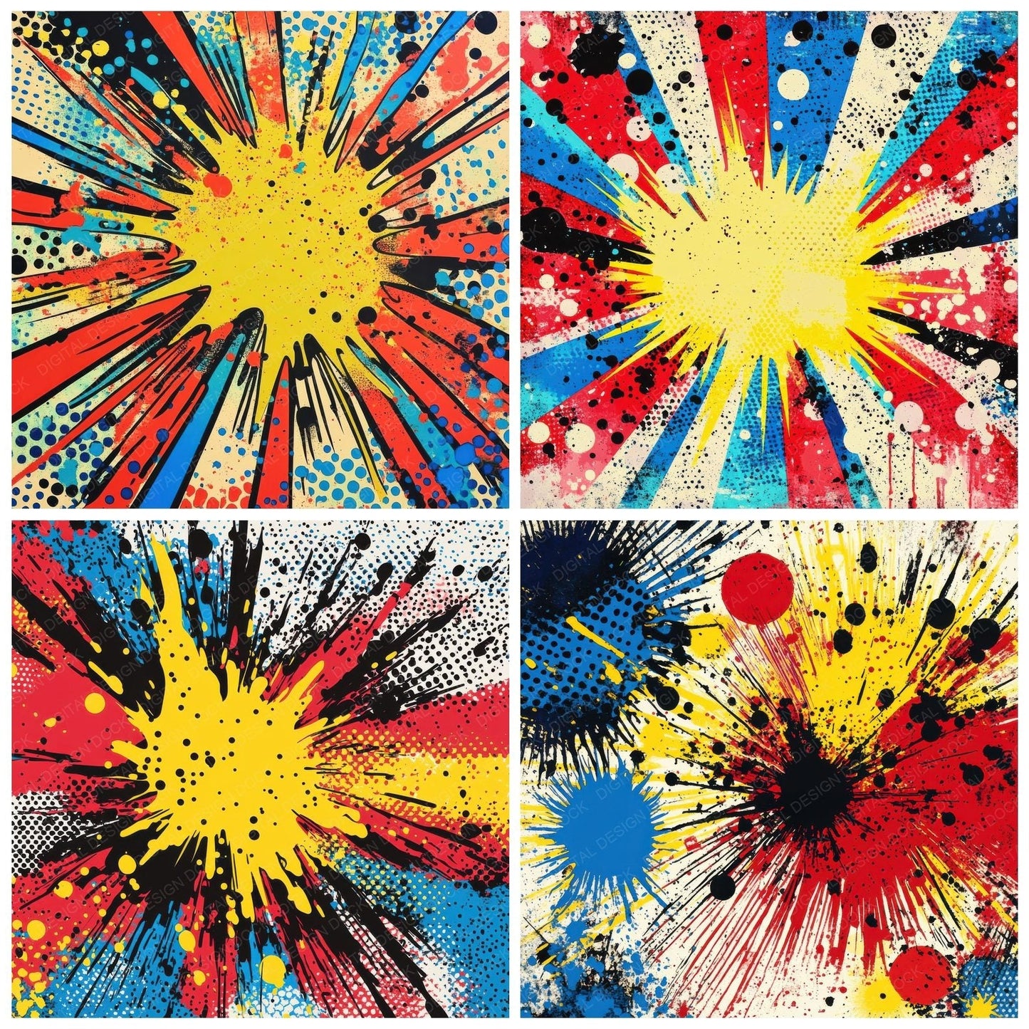 Exploding Pop Art Background Digital Paper Pack (DDD001625)