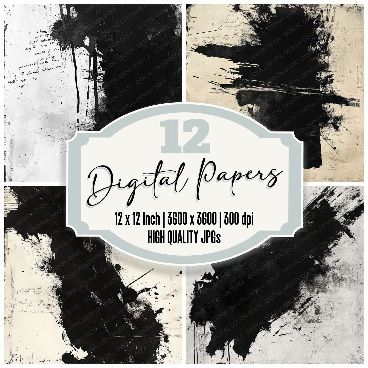 Expressive Ink Strokes Digital Paper Pack (DDD001629)