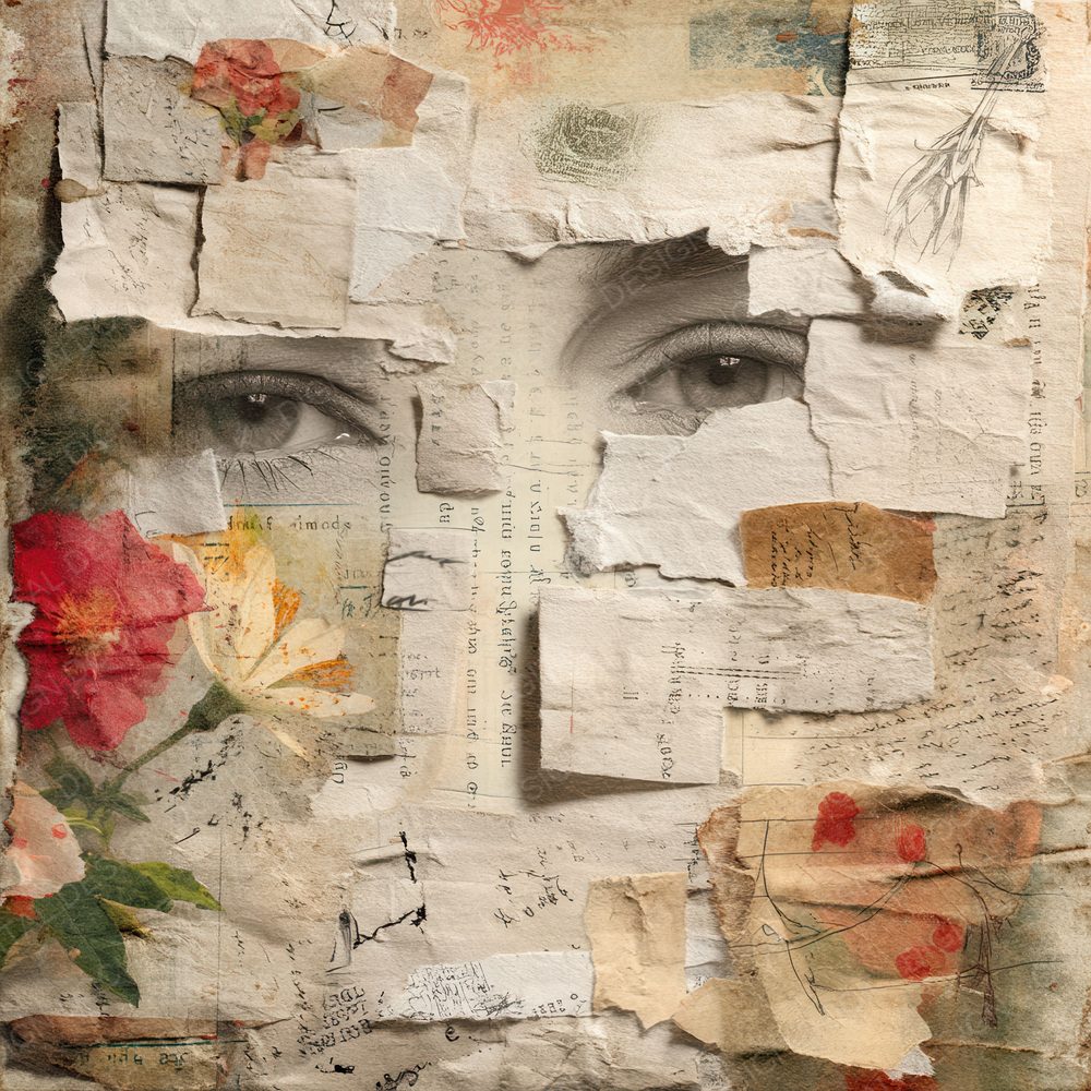 Eye Scrap Floral Collage Digital Paper Pack (DDD001631)