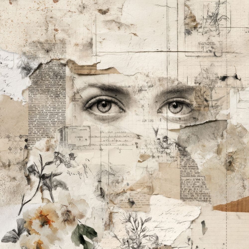 Eye Scrap Floral Collage Digital Paper Pack (DDD001631)