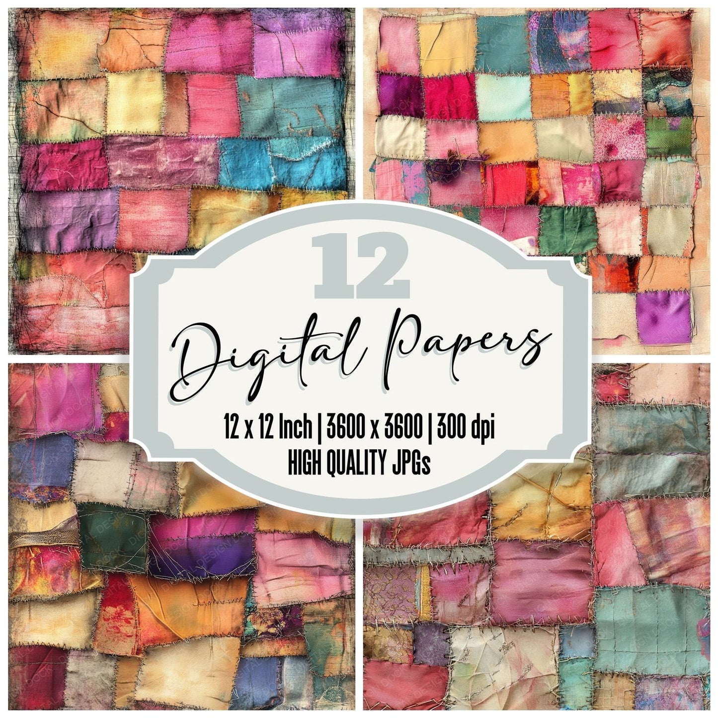 Fabric Patchwork Digital Paper Digital Paper Pack (DDD001636)