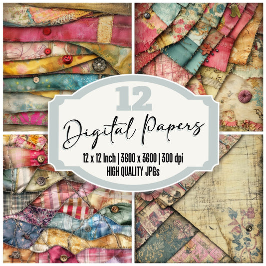 Fabric Scraps Digital Paper Digital Paper Pack (DDD001637)