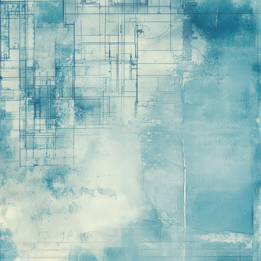 Faded Blueprints Ink Background Digital Paper Pack (DDD001639)