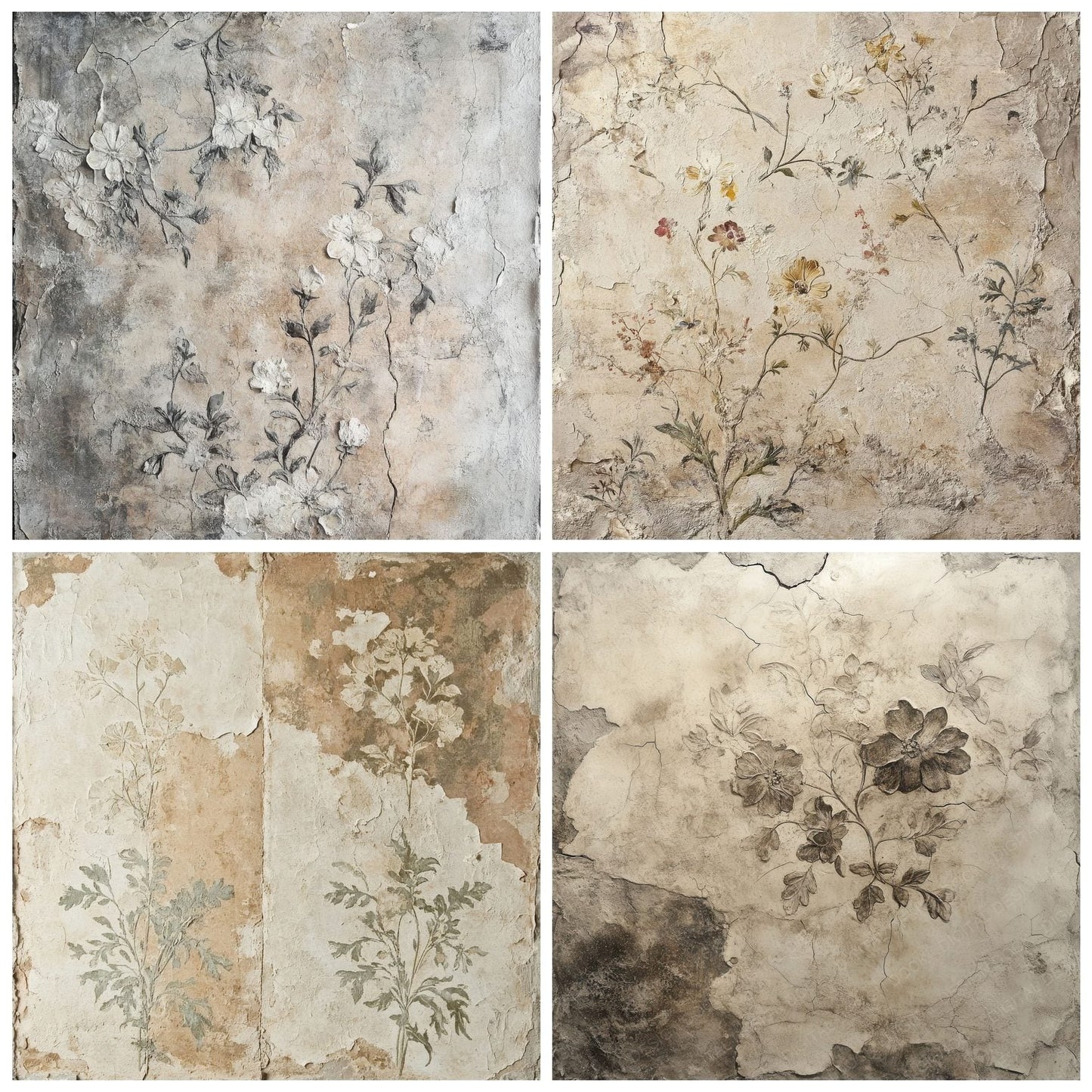 Faded Botanical Fresco Background Digital Paper Pack (DDD001640)