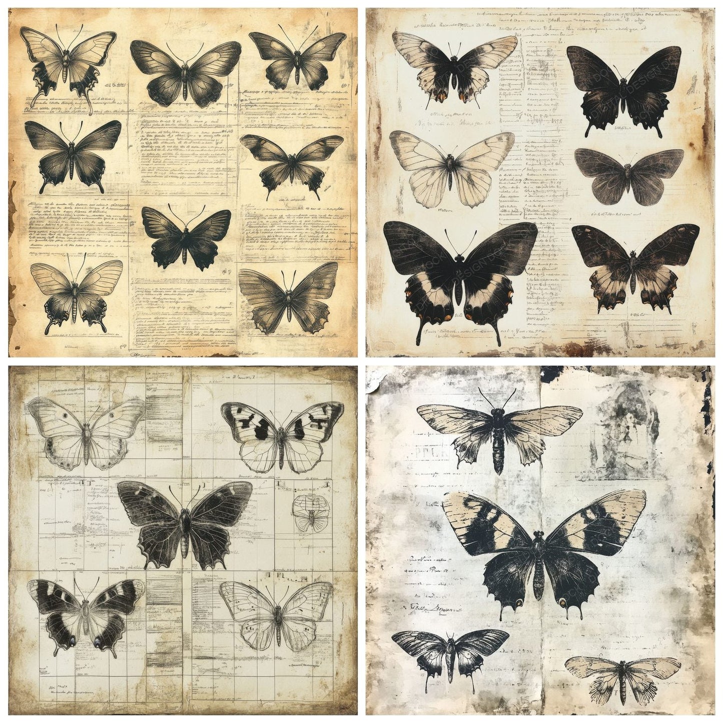 Faded Butterfly Study Digital Paper Pack (DDD001642)