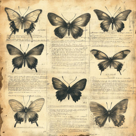 Faded Butterfly Study Digital Paper Pack (DDD001642)
